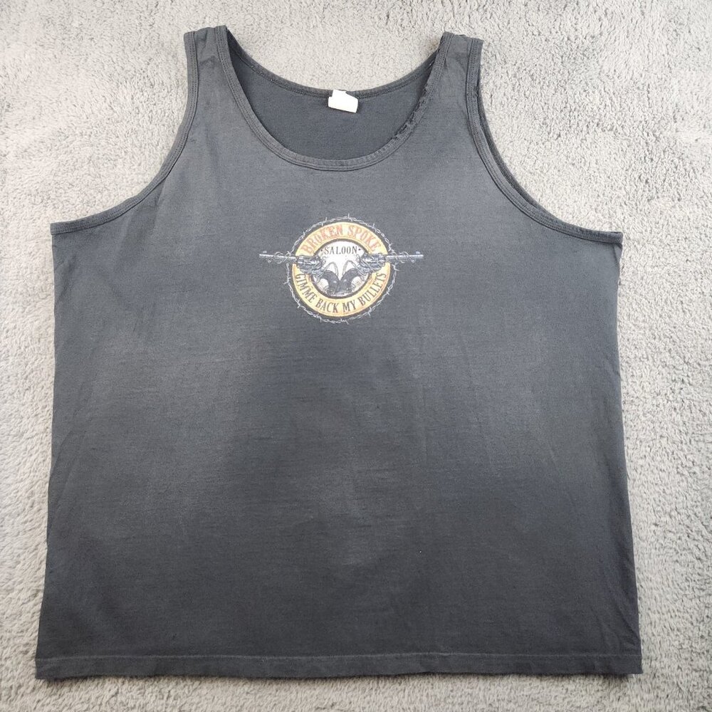 Vintage Broken‎ Spoke Saloon Tank Top Men's Faded Sturgis Motorcycle Rally 2XL